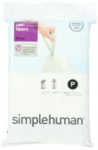 simplehuman Custom Fit Trash Can Liner P, 50-60 Liters / 13-16 Gallons, 20-Count (Pack of 2) simplehuman Custom Fit Trash Can Liner P, 50-60 Liters / 13-16 Gallons, 20-Count (Pack of 2)