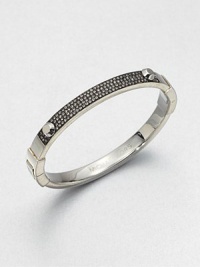 A sparkling rhinestone accented style with edgy stud details. Glass stonesIon-plated steelDiameter, about 2.25Hinged push clasp closureImported A sparkling rhinestone accented style with edgy stud details. Glass stonesIon-plated steelDiameter, about 2.25Hinged push clasp closureImported
