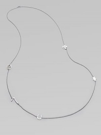 Five darling charms in sleek sterling silver for a fun and modern feel. Sterling silverLength, about 28Lobster claspMade in USA Five darling charms in sleek sterling silver for a fun and modern feel. Sterling silverLength, about 28Lobster claspMade in USA