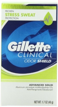 Gillette Clinical Odor Shield Advanced Solid Anti-Perspirant / Deodorant 1. 7 Oz, 1.7 Ounce Gillette Clinical Odor Shield Advanced Solid Anti-Perspirant / Deodorant 1. 7 Oz, 1.7 Ounce