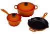 Le Creuset MS12051-02 Signature Cast Iron 5-Piece Cookware Set, Flame
