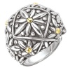 925 Silver Bold Floral Design Ring with 18k Gold Accents- Sizes 6-8