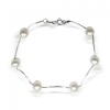 Bling Jewelry Sterling Silver Tin Cup White Freshwater Pearl Station Bracelet