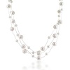Bling Jewelry Bridal Silver Freshwater Pearl Illusion Three Strand Necklace 16in