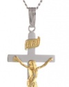 Sterling Silver Two-Tone Crucifix Cross Pendant Necklace , 20