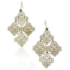 Gold-Tone Yellow Flower Lace Design Dangle Earrings