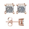 18K Rose Gold Plated 2.00 Carat Cubic Zirconia Stud Earrings