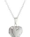 Sterling Silver Children's Petite Embossed Heart Locket Pendant Necklace , 15