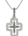 Judith Jack Angelic Sterling Silver, Marcasite and Crystal Cross Pendant Necklace, 18