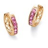 Channel-Set Birthstone 18k Yellow Gold-Plated Huggie-Hoop Earrings- October- Simulated Rose Zircon