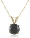 14k Gold Black Diamond Solitaire Pendant (1 cttw)