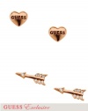 GUESS Women's Rose Gold-Tone Heart and Arrow Post Earrings, ROSE GOLD