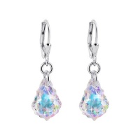 Sterling Silver Clear AB Crystal Dangle Earrings Made with Swarovski® Elements Sterling Silver Clear AB Crystal Dangle Earrings Made with Swarovski® Elements