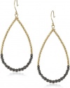 Mizuki 14k Large Tear-Drop Hoop Earrings with Gold and Silver Faceted Beads