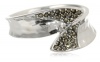 Judith Jack Silver Rain Hammered Sterling Silver and Marcasite Crossover Ring, Size 7