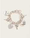 GUESS Women's Key and Heart Charm Bracelet, SILVER