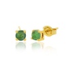 Gold Tone over Sterling Silver 4mm Round Emerald Stud Earrings