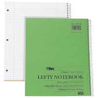 TOPS Lefty Kraft Cover Notebook, 9 x 11 Inch, College Rule, 80 Sheets, Assorted Colors (65128)