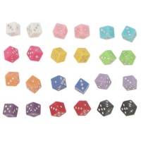 Set Of 12 Pairs (24) 1/4 Dice Stud Earrings In Assorted with Silver Finish Set Of 12 Pairs (24) 1/4 Dice Stud Earrings In Assorted with Silver Finish