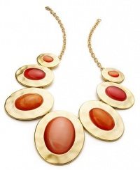 Style&co. Necklace, Gold-Tone Orange and Coral Stone Hammered Statement Necklace Style&co. Necklace, Gold-Tone Orange and Coral Stone Hammered Statement Necklace