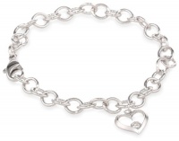 Sterling Silver Diamond Open Heart Charm Bracelet, 6.75 (0.02 Carats, I Color, I2-I3 Clarity) Sterling Silver Diamond Open Heart Charm Bracelet, 6.75 (0.02 Carats, I Color, I2-I3 Clarity)