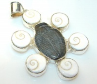 Magnificent Fossil Silver Tone pendant - 32.90g of pure Silver Tone Jewelry with Fossil Shell 3 1/8, 2, 1/4 inch only ONE pendant available - pendant entirely handmade by the most gifted artisans - one of a kind world wide item