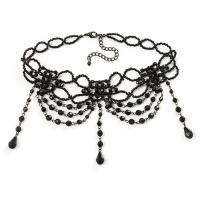 Chic Victorian/ Gothic/ Burlesque Black Bead Choker Necklace Chic Victorian/ Gothic/ Burlesque Black Bead Choker Necklace