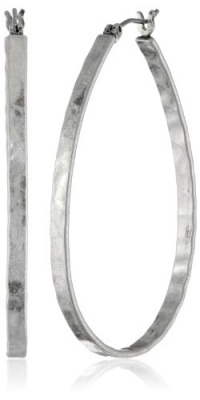 Lucky Brand Medium Silver-Tone Oblong Hoop Earrings Lucky Brand Medium Silver-Tone Oblong Hoop Earrings