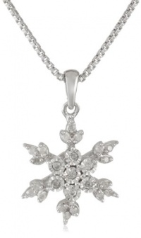 Sterling Silver Diamond Snowflake Pendant Necklace (1/5 cttw, I-J Color, I3 Clarity), 18 Sterling Silver Diamond Snowflake Pendant Necklace (1/5 cttw, I-J Color, I3 Clarity), 18