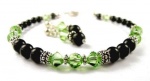 Damali Sterling Silver Swarovski Elements August Birthstone Peridot Color Crystal Beads and Faux Black Pearl Bracelet and Earring SET Damali Sterling Silver Swarovski Elements August Birthstone Peridot Color Crystal Beads and Faux Black Pearl Bracelet and Earring SET
