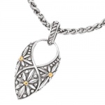 925 Silver Bold Floral Design Pendant with 18k Gold Accents