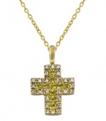 Effy Jewlery 14K Yellow Gold Diamond & Yellow Sapphire Cross Pendant