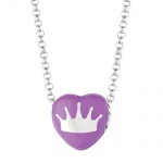 Purple Enamel Crown Sweethearts Sterling Silver Necklace, 16 Inch