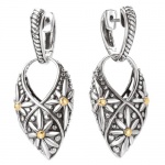 925 Silver Bold Floral Design Earrings with 18k Gold Accents