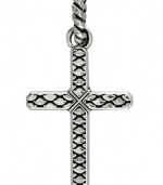 Sterling Silver 925 Large Hardcore Metal Snake Skin Thin Cross Pendant, 1 Inch