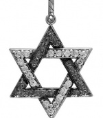 Large CZ Star of David, Jewish Star Charm with Black, Reversible, 1 Inch, Style #4789 in Sterling Silver