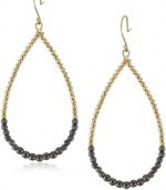 Mizuki 14k Large Tear-Drop Hoop Earrings with Gold and Silver Faceted Beads