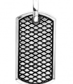 Sterling Silver 925 Large Hardcore Metal Reptile Python Snake Skin Dog Tag Pendant, 1.25 Inches
