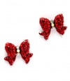Adorable Ribbon Bow Princess Stud Earrings with Sparkling Red and AB Austrian Crystals (style 2)