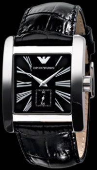 Emporio Armani Men's AR0180 Classic Black Leather Band Watch Emporio Armani Men's AR0180 Classic Black Leather Band Watch