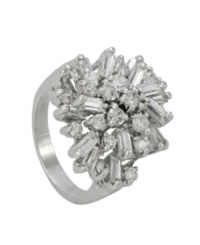 Sparkle bursts at the seams in this head-turning cocktail ring from City by City. Clustered crystals set in silver tone mixed metal give this look extra polish and shine. Sizes 5, 6, 7, 8 and 9. Sparkle bursts at the seams in this head-turning cocktail ring from City by City. Clustered crystals set in silver tone mixed metal give this look extra polish and shine. Sizes 5, 6, 7, 8 and 9.