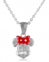 Disney Minnie Sterling Silver Enameled Pendant Necklace, 18