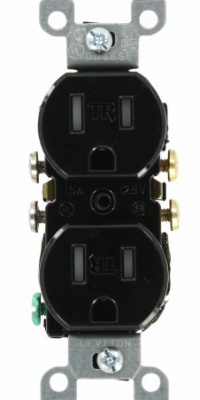 Leviton T5320-E 15 Amp, 125 Volt, Tamper Resistant, Duplex Receptacle, Residential Grade, Grounding, Black Leviton T5320-E 15 Amp, 125 Volt, Tamper Resistant, Duplex Receptacle, Residential Grade, Grounding, Black
