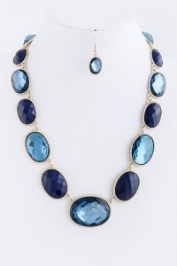 Fashion Jewelry - OVAL JEWEL LINED NECKLACE SET - By Fashion Destination | Free Shipping (Navy) Fashion Jewelry - OVAL JEWEL LINED NECKLACE SET - By Fashion Destination | Free Shipping (Navy)