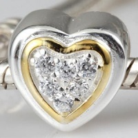 Everbling Heart with Clear CZ 14K Gold Plated Authentic 925 Sterling Silver Charm Fits Pandora Chamilia Biagi Troll Beads Europen Style Bracelets Everbling Heart with Clear CZ 14K Gold Plated Authentic 925 Sterling Silver Charm Fits Pandora Chamilia Biagi Troll Beads Europen Style Bracelets