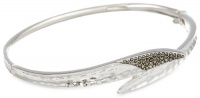 Judith Jack Silver Rain Hammered Sterling Silver and Marcasite Crossover Bangle Bracelet, 2.7 Judith Jack Silver Rain Hammered Sterling Silver and Marcasite Crossover Bangle Bracelet, 2.7