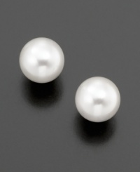 Belle de Mer's beautiful cultured freshwater pearl earrings (7-1/2-8 mm) add the perfect touch of elegance to any look. Set in 14k gold. Belle de Mer's beautiful cultured freshwater pearl earrings (7-1/2-8 mm) add the perfect touch of elegance to any look. Set in 14k gold.