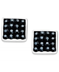 Shapely sparkle. Black square crystals with Swarovski Elements adorn Kaleidoscope's sophisticated stud earrings. Set in sterling silver. Approximate diameter: 1/3 inch. Shapely sparkle. Black square crystals with Swarovski Elements adorn Kaleidoscope's sophisticated stud earrings. Set in sterling silver. Approximate diameter: 1/3 inch.