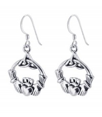 LWES055 Sterling Silver Irish Claddagh Friendship and Love Celtic Knot Heart Dangle Earrings LWES055 Sterling Silver Irish Claddagh Friendship and Love Celtic Knot Heart Dangle Earrings