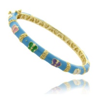 Lily Nily 18k Gold Overlay Turquoise Enamel Multi Colored Butterfly Design Children's Bangle Lily Nily 18k Gold Overlay Turquoise Enamel Multi Colored Butterfly Design Children's Bangle